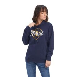Women's Ariat Navy Shield With Logo Hoodie #10041679