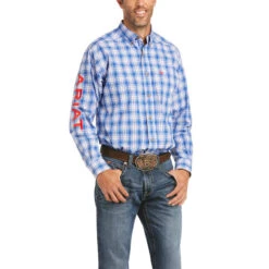 Men's Ariat Pro Team Blue Plaid Long Sleeve #10036433-C