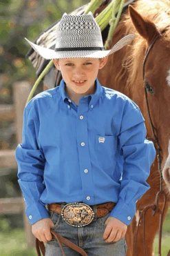 Boy's Cinch Solid Blue Shirt #MTW7060083BLU-C