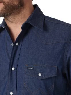 Men's Wrangler Denim Snap Front #MS3127B -Western Cowboy Equipment Store 1511f9c2ed0307b6856b5136175863a7