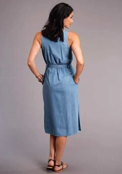 Women's Stetson Light Blue Denim Sleeveless Dress #11-057-0565-0323BU -Western Cowboy Equipment Store 3fbd61772f85295432b7c9682314c2ac