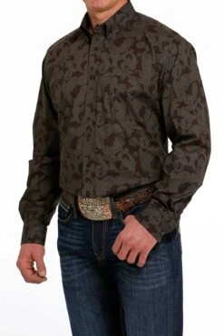Men's Cinch Brown Button Down Shirt #MTW1105489 -Western Cowboy Equipment Store 5543499d30965047eb2423c968d5d137