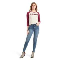 Women's Ariat REAL Logo Baseball T-Shirt #10042297 -Western Cowboy Equipment Store 81a91a7b1e00f14eb989995d1274c27c