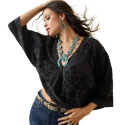 Women's Ariat Midnight Rose Blouse #10042160 -Western Cowboy Equipment Store 8ca8967b2b8b25983c00e77cec937607