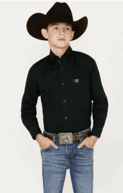 Boy's Panhandle Solid Button Down Shirt #PSBSODRZ2N -Western Cowboy Equipment Store 927a944bfe78ef44e5260d9caa6a1435