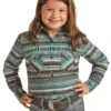 Girl's Panhandle Blue & Brown Long Sleeve Shirt #G4S333 -Western Cowboy Equipment Store G4S3330