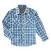 Boy's Wrangler Blue Plaid Snap Front Shirt #112318762 -Western Cowboy Equipment Store a3b349b0b7a8a6b0d4ad6ffc86819564
