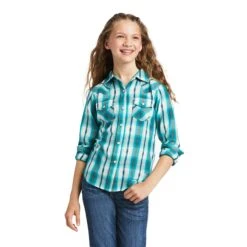 Girl's Ariat Blue Plaid Long Sleeve #10039509-C