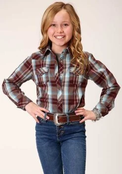 Girl's Roper Brown Plaid Snap Long Sleeve #03-080-0062-1007