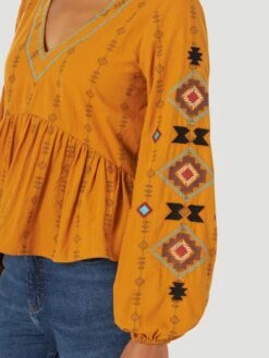 Women's Wrangler Retro Peasant Blouse #112317557 -Western Cowboy Equipment Store bb8f53ecd7ccb3d17136caedfaaa039c