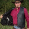 Men's Wyoming Traders Drover Concealed Carry Leather Vest #VDB