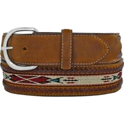Men's Tony Lama Laced Edge Horse Hair Ribbon Belt #5A109