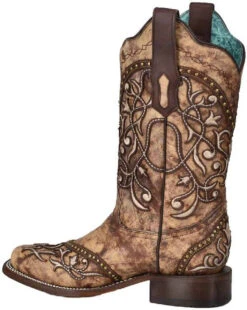 Women's Corral Brown Embroidered Boot #A4164-C -Western Cowboy Equipment Store img66285 corral women s overlay square toe cowgirl boots 600x 45040