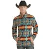 Men's Powder River Fleece Pullover #PRMO91RZXV -Western Cowboy Equipment Store powder river mens teal aztec fleece pullover prmo91rzxv 1