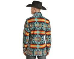 Men's Powder River Fleece Pullover #PRMO91RZXV -Western Cowboy Equipment Store powder river mens teal aztec fleece pullover prmo91rzxv 3